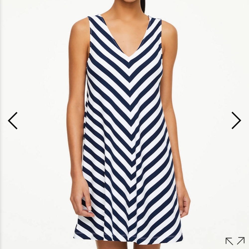 Striped V-Neck Swing Dress